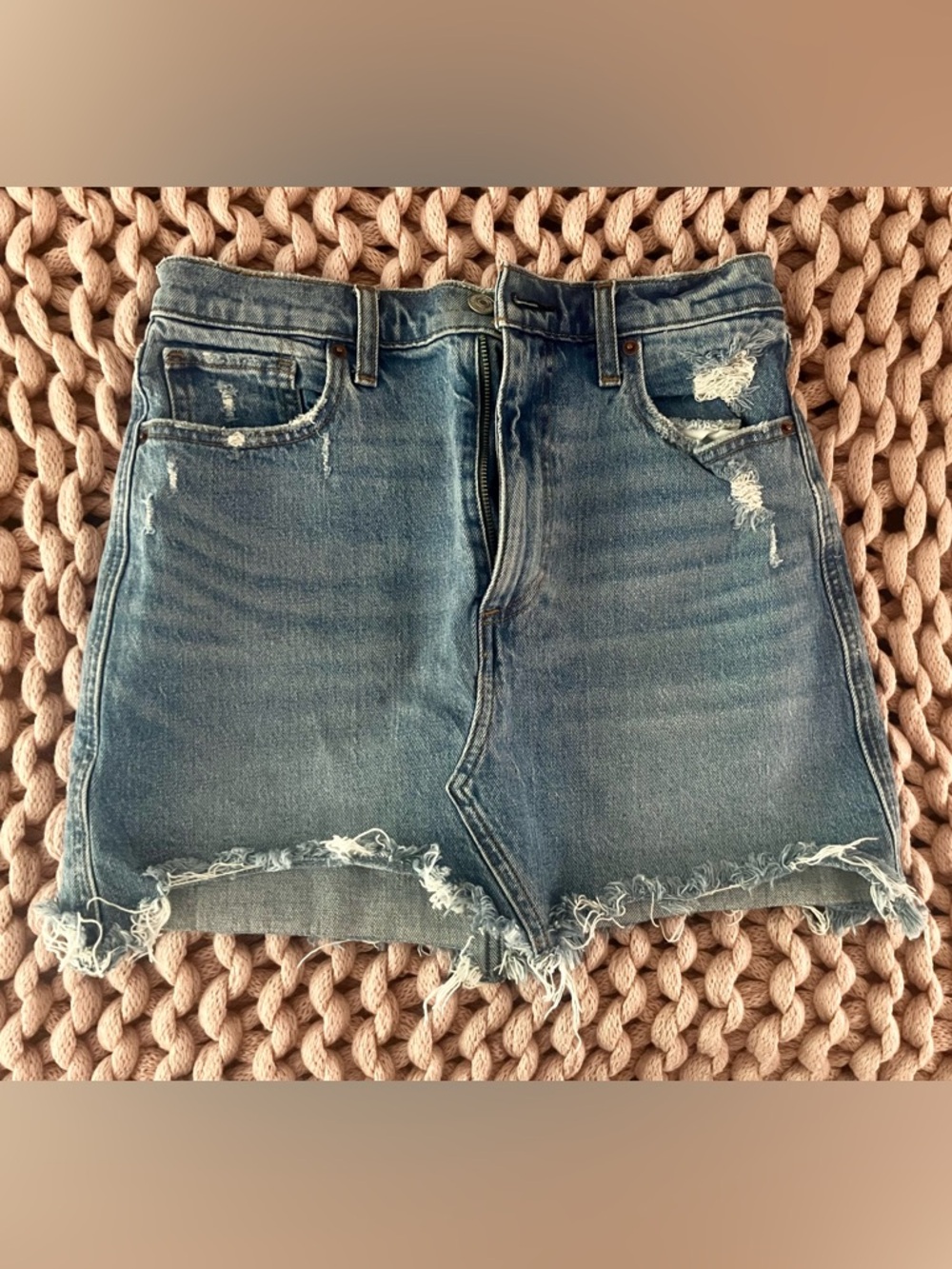 Abercrombie & Fitch Distressed Light Blue Denim Jean Shorts